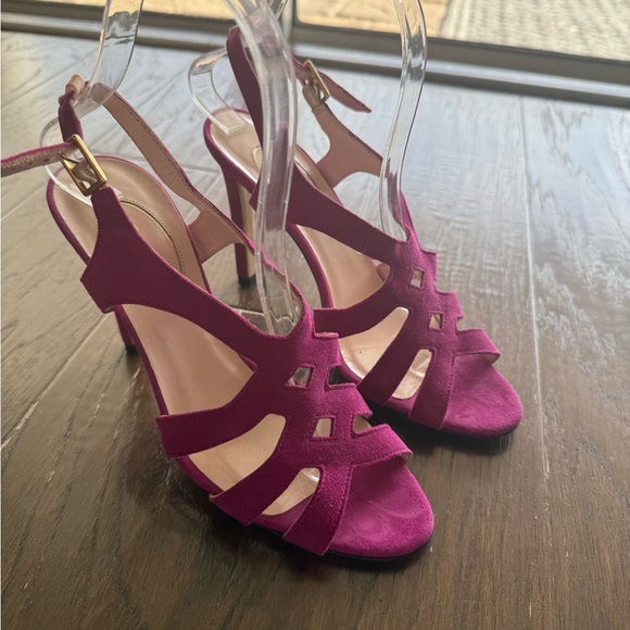 Spj Sarah Jessica Parker Georgie fuchsia suede slingback sandal Sz 7.5 - Picture 2 of 5